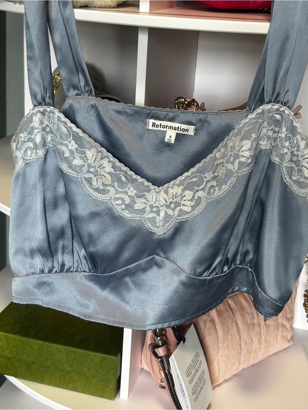 Reformation silk two piece set baby blue. - Picture 7 of 10